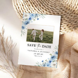 Dusty Blue Ivory Spara datumet med fotokortet