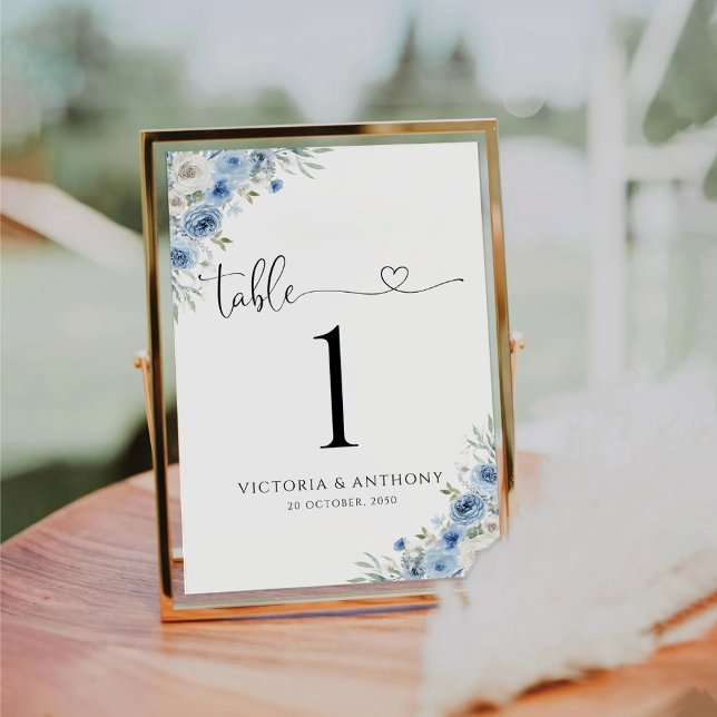 Dusty Blue Ivory Wedding Table Number Bordsnummer (Skapare uppladdad)