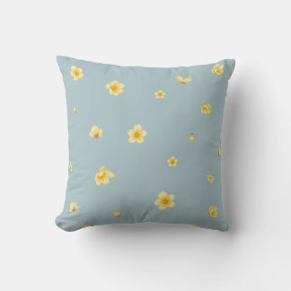 Dusty Blue Japanese Wintersweet Floral Pattern Kudde