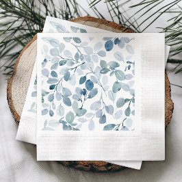 Dusty Blue jul Napkin med Watercolor Löv Pappersservett
