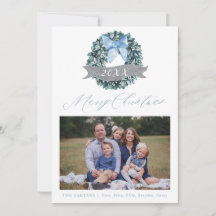 Dusty Blue-julhälsans Helgdag Fotokort