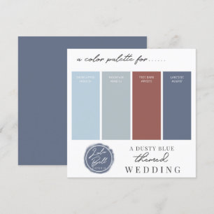 Dusty Blue Kanel & Navy Färgpalettkort Inbjudningar
