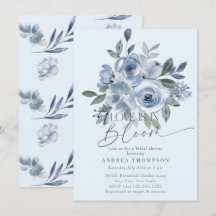 Dusty Blue Kärlek i Bloom Inbjudningskort för möhi