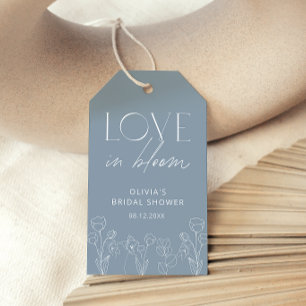 Dusty Blue Kärlek i Bloom Möhippa Gift-Märkre Presentetikett