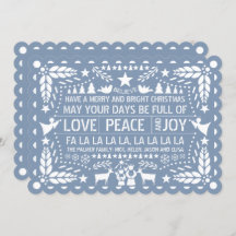 Dusty blue Kärlek Peace Joy papel picado jul H