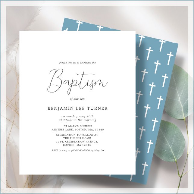 Dusty Blue Kor | Baptism budgetinbjudan (Skapare uppladdad)