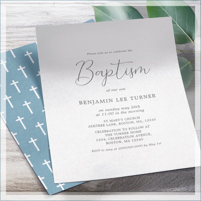 Dusty Blue Kor | Baptism budgetinbjudan Flygblad (Skapare uppladdad)