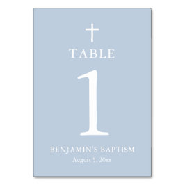 Dusty Blue Kor Boy Baptism Bordsnummer Card