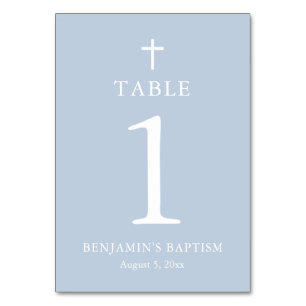 Dusty Blue Kor Boy Baptism Bordsnummer Card