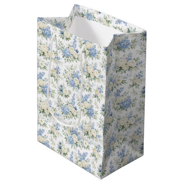 Dusty Blue Kräm Blommig Bröllop Bröllopsdusch (Framsidan Vinklad)