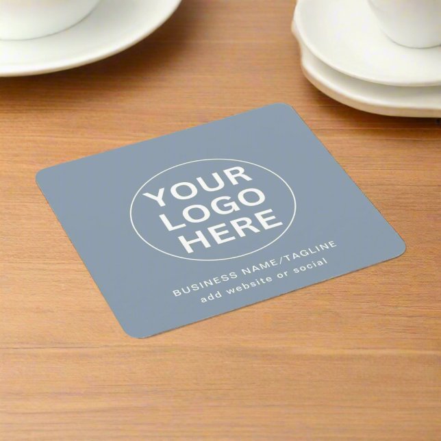 Dusty Blue l Professionell Business Logotyp & Text Underlägg Papper Kvadrat (Skapare uppladdad)