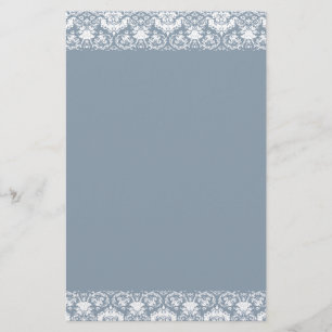 Dusty. Blue Lacy Damask Gräns Brevpapper