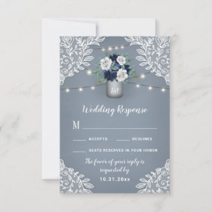 Dusty Blue Land Mason Burk Bröllop OSA Card Kort