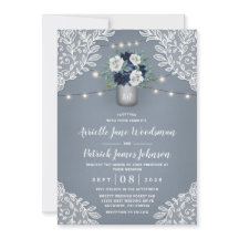 Dusty Blue Land White Snöre Mason Burk Bröllop