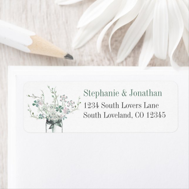 Dusty Blue  Lavender Mason Burk Wildblomma Returadress Etikett (Insitu)