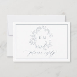 Dusty Blue Leafy Vapensköld Monogram-Bröllop OSA