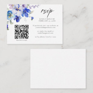Dusty Blue Lila Blommigt QR-kodBröllop OSA Tilläggskort