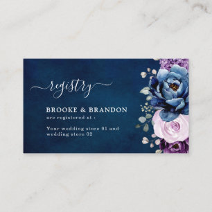 Dusty Blue Lila Lilac Blooms Bröllop Registry en Tilläggskort