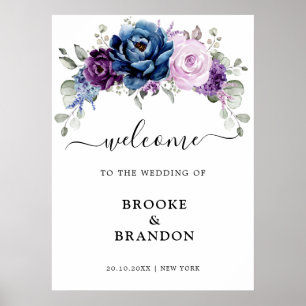 Dusty Blue Lila Lilac Blooms Bröllop Välkommen Poster