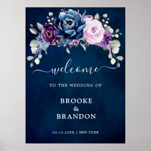 Dusty Blue Lila Lilac Blooms Bröllop Välkomspos Poster