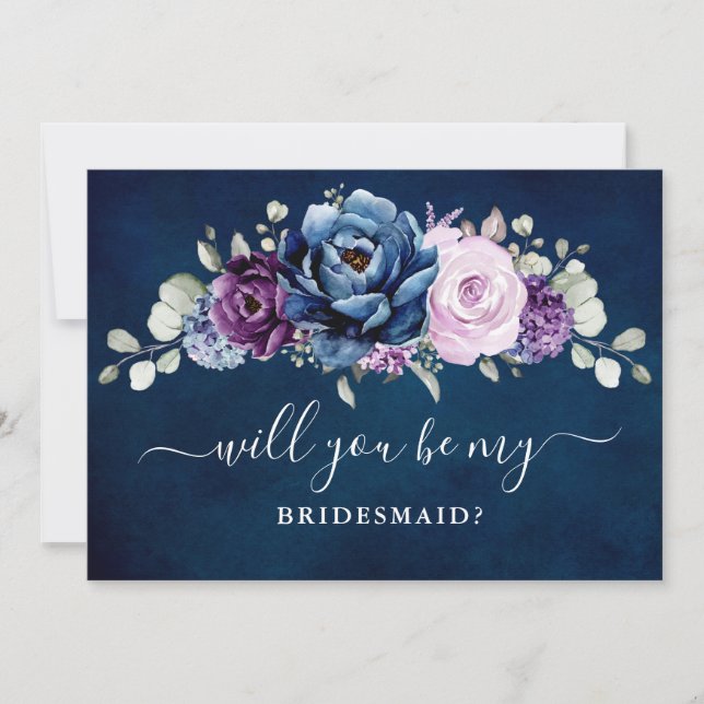 Dusty Blue Lila Lilac Kommer du att bli min Brides Inbjudningar (Framsida)