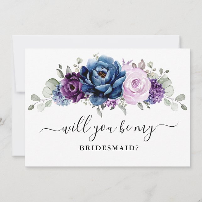 Dusty Blue Lila Lilac Kommer du att bli min Brides Inbjudningar (Framsida)