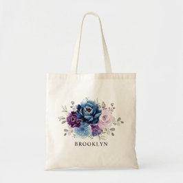 Dusty Blue Lila Navy Lilac Bloom Bridesmaid-gåva Tygkasse