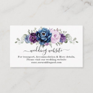 Dusty Blue Lila Navy Lilac Bloom Bröllop webbplats Tilläggskort