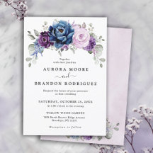 Dusty Blue Lila Navy Lilac Blooms Bröllop