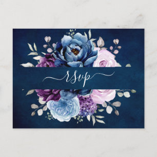 Dusty Blue Lila Navy Lilac Blooms Bröllop OSA P Vykort