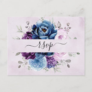 Dusty Blue Lila Navy Lilac Blooms Bröllop OSA P Vykort
