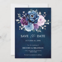 Dusty Blue Lila Navy Lilac Blooms Bröllop Spara T