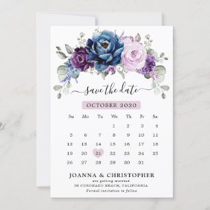 Dusty Blue Lila Navy Lilac Blooms Calendar Spara Datumet