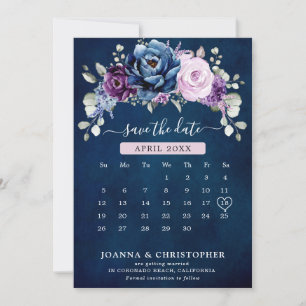 Dusty Blue Lila Navy Lilac Blooms Calendar Spara Datumet