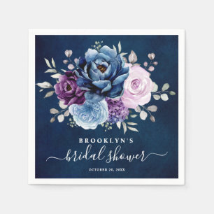 Dusty Blue Lila Navy Lilac Blooms Möhippa Pappersservett