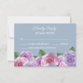 Dusty Blue Lila Rosa Blommigt Bröllop OSA Card