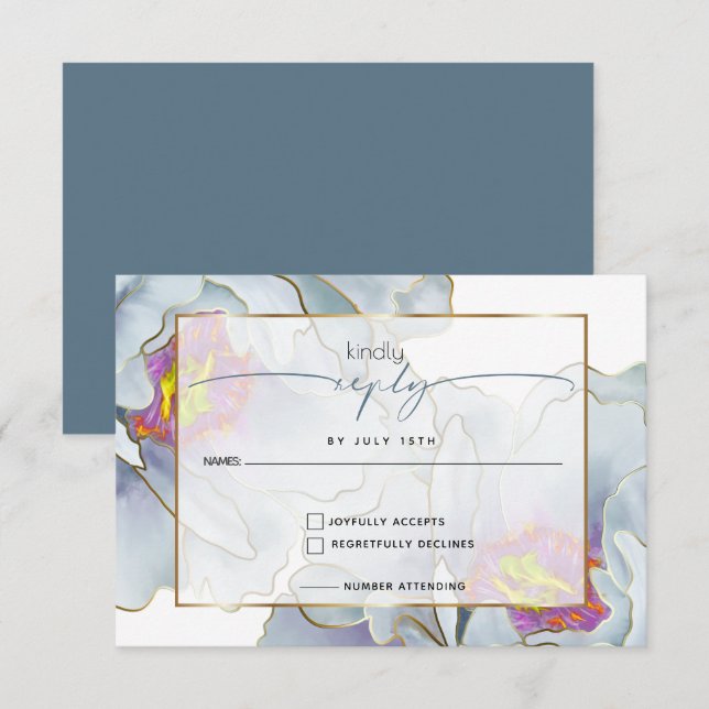 Dusty Blue Lilac Exotic Blommigt OSA Kort (Fram/baksida)