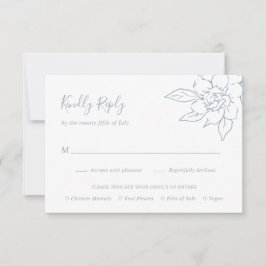 Dusty Blue Line Art Blommigt Elegant bröllop OSA Kort