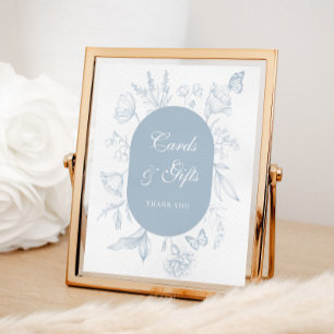 Dusty Blue Line Art Cards och presenter Poster