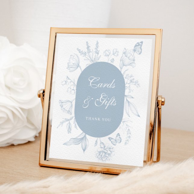 Dusty Blue Line Art Cards och presenter Poster (Skapare uppladdad)
