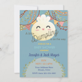 Dusty Blue Little Dumpling Baby Shower-inbjudan Inbjudningar