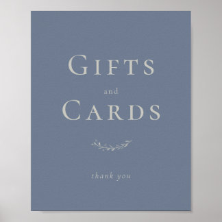 Dusty Blue Löv and Berries Card and Gift Sign Poster