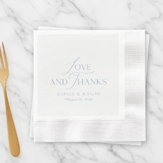 Dusty Blue Love and Thanks Wedding Napkin Pappersservett