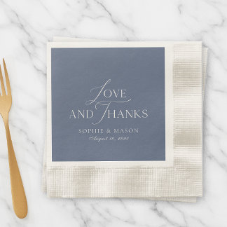 Dusty Blue Love and Thanks Wedding Napkin Pappersservett