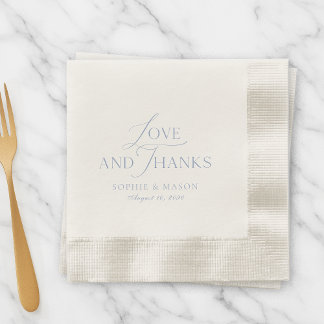 Dusty Blue Love and Thanks Wedding Napkin Pappersservett