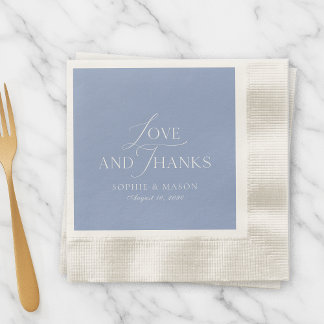 Dusty Blue Love and Thanks Wedding Napkin Pappersservett