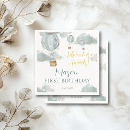 Dusty Blue Luftballong Theme Birthday Boy Pappersservett