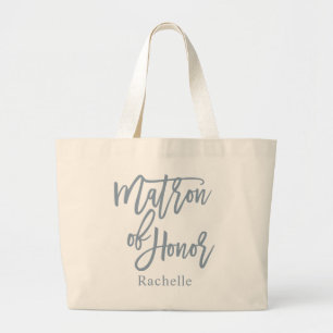 Dusty Blue Matron of Honor Letar Script Jumbo Tygkasse