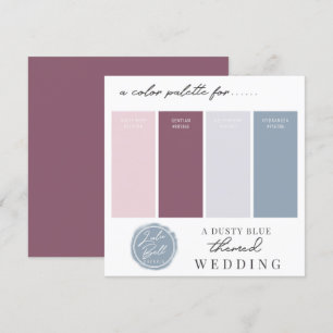 Dusty Blue Mauve & Blush Rosa Färgpalettkort Inbjudningar