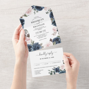 Dusty Blue Mauve Ro Rosa Slate Blommigt Bröllop